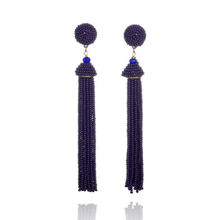 ZAVANA Earring, 9.5 cm x 2 cm, Dark Blue