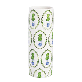 Mud Pie Vase, 6 1/2" x 2 1/4"dia, Green Topiary