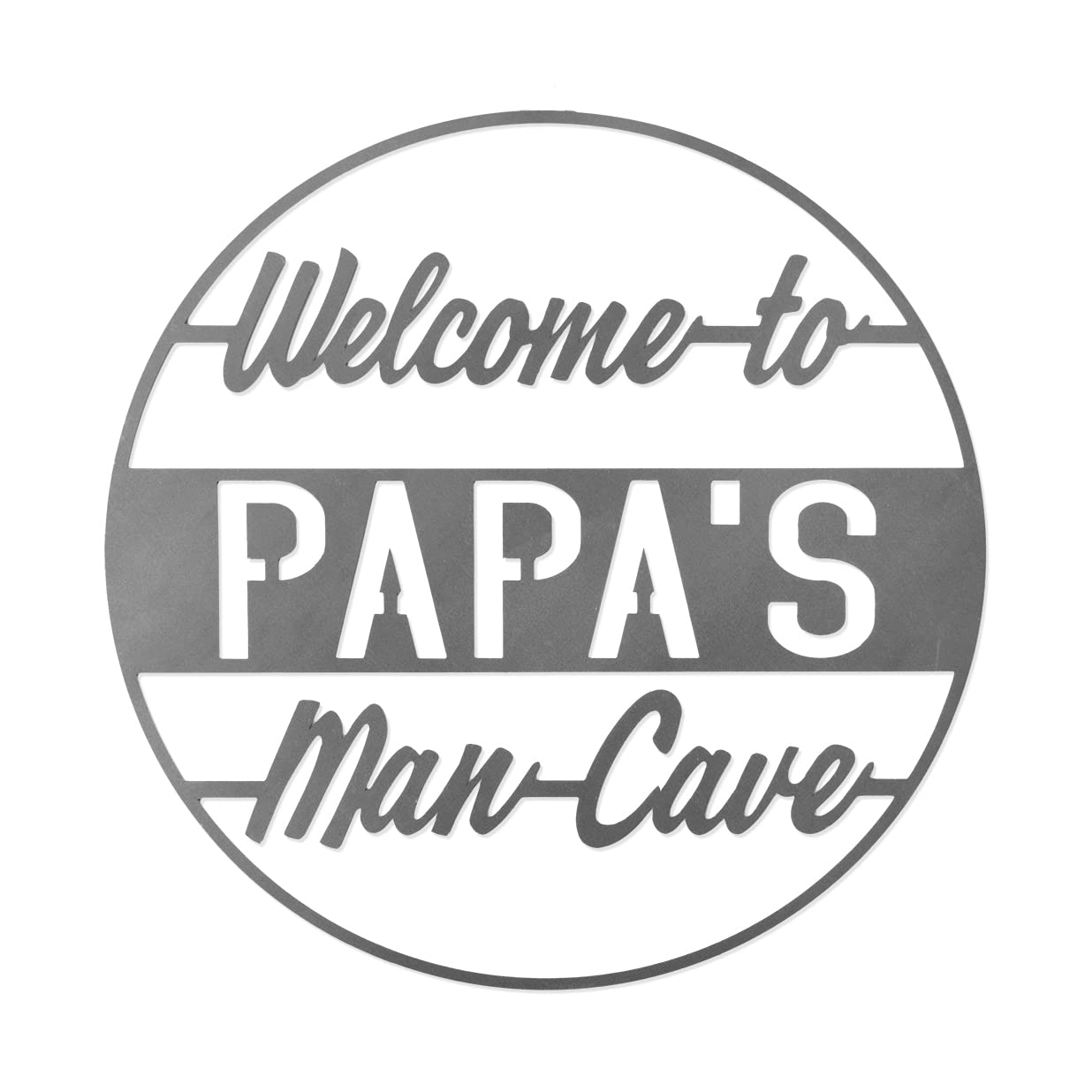 ROCC RUSTED ORANGE CRAFTWORKS CO. Vintage Circle Signs - Man Cave Papas Sign for men-Personalized Man Cave -Mancave Wall Decor-Custom garage signs for men vintage-Garage decor-Metal garage signs