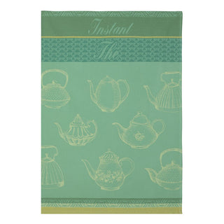 Coucke French Cotton Jacquard Towel, Instant Tea, 20-Inches by 30-Inches, Green, 100% Cotton
