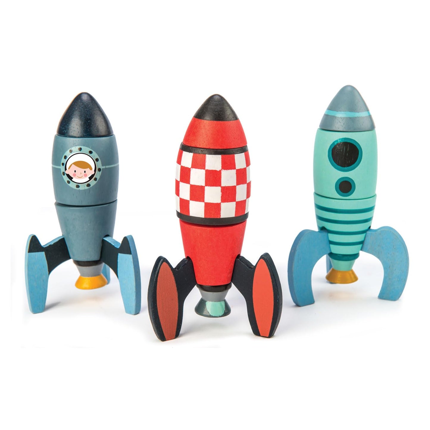 Tender Leaf Toys - Rocket Construction Toy Set - 18 Pc Wooden Construction Set Builds 3 Rocket Ships - Made with Premium Materials and Craftsmanship for Age 3+