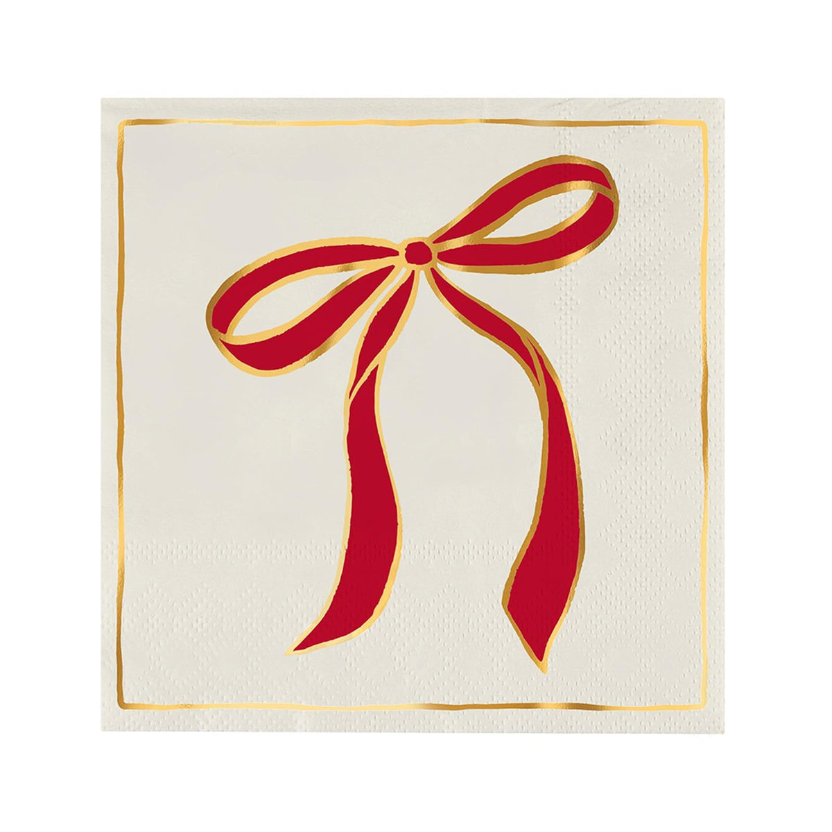 Santa Barbara Design Studio Disposable Napkin, 5" x 5" Cocktail, Red Bow