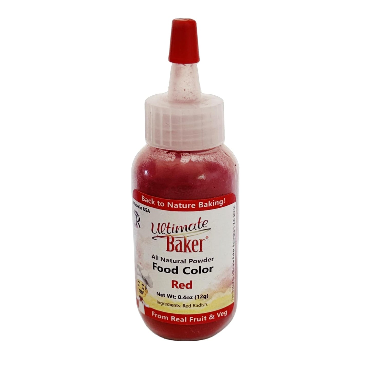 Ultimate Baker All Natural Red Food Color - Kosher Red Food Coloring Powder for Airbrush or Gel Paste Cake Decorating (12grams)