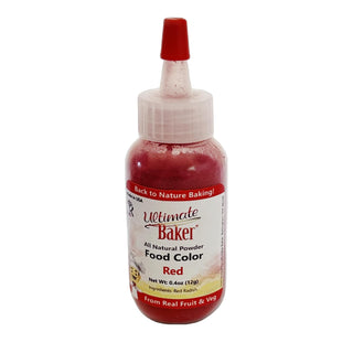 Ultimate Baker All Natural Red Food Color - Kosher Red Food Coloring Powder for Airbrush or Gel Paste Cake Decorating (12grams)