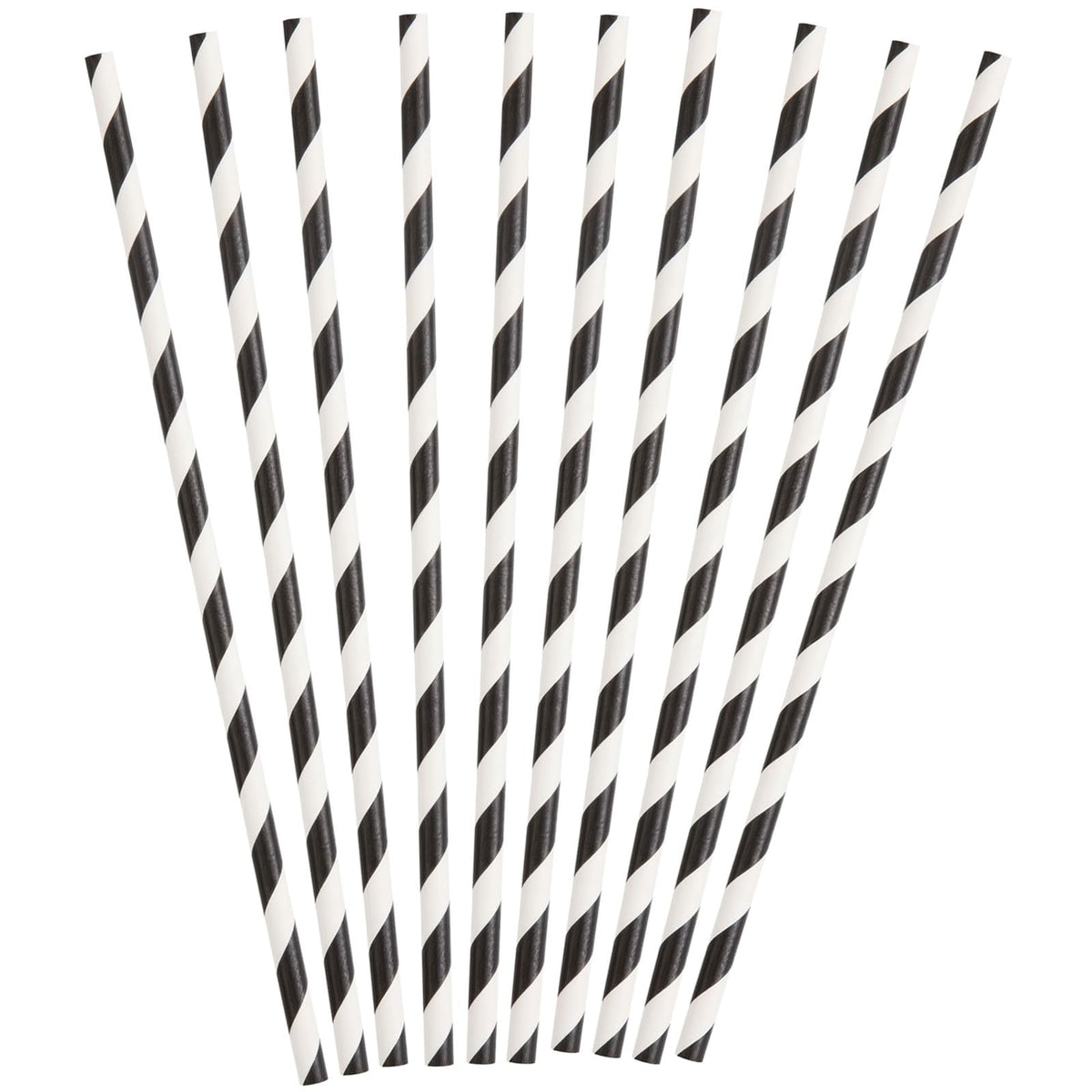 Unique Industries Unique Black Striped Paper Smoothie Straws - 10 Pcs