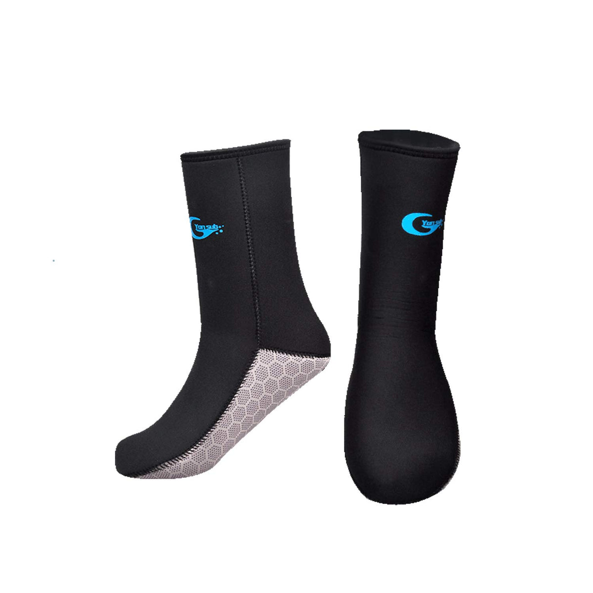 yonsub 3mm/5mm Diving Socks Neoprene Beach Water Socks Flexible Anti Slip Wetsuit Boots for Men Women (Black-5mm, M)