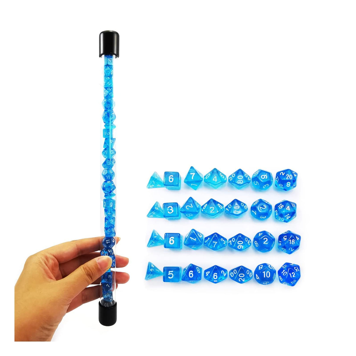 BESCON DICE Game Dice, Mini, 4x7pcs Mini Gem Blue
