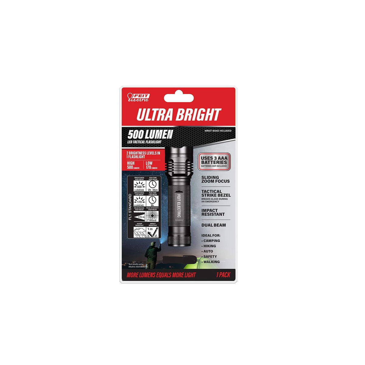 Feit Electric Flashlight, 4 inches, Black