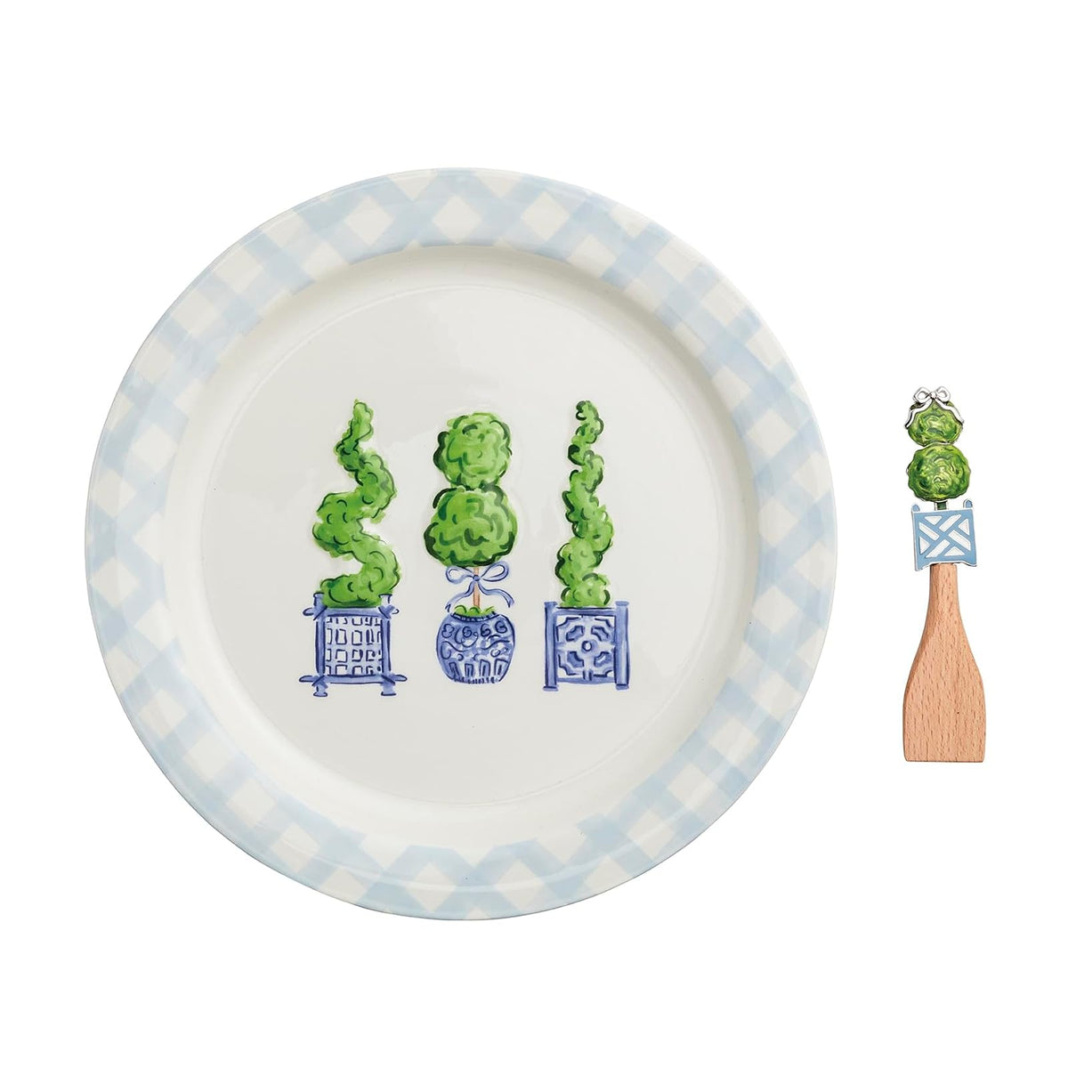 Mud Pie Dishware Plate, plate 12" dia | spatula 5 1/2", Light/Pastel Blue