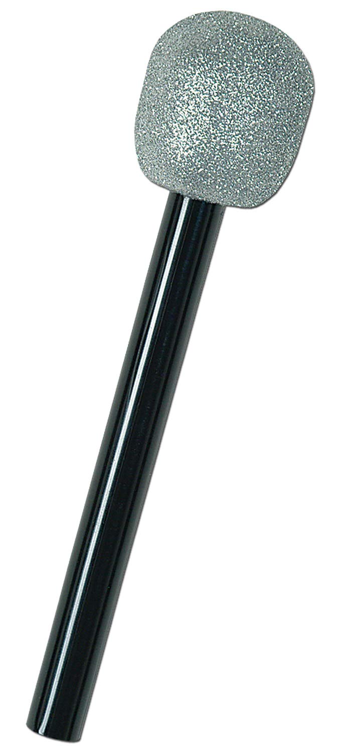 Beistle Glittered Microphone (silver & black) Party Accessory (1 count) (1/Pkg)