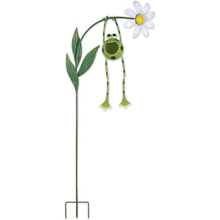 Sunset Vista Designs Anchor Stake, Frog & Flower, Garden