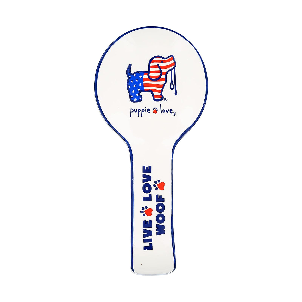 Pavilion Gift Company Spoon Rest, 9.25, White, Red, Blue