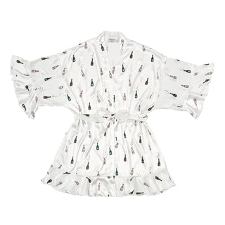 Bella Sleep + Spa Robe, Small, White/Green/Pink
