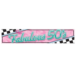 Beistle Banner, 12" x 5', Pink/Blue/Black/White