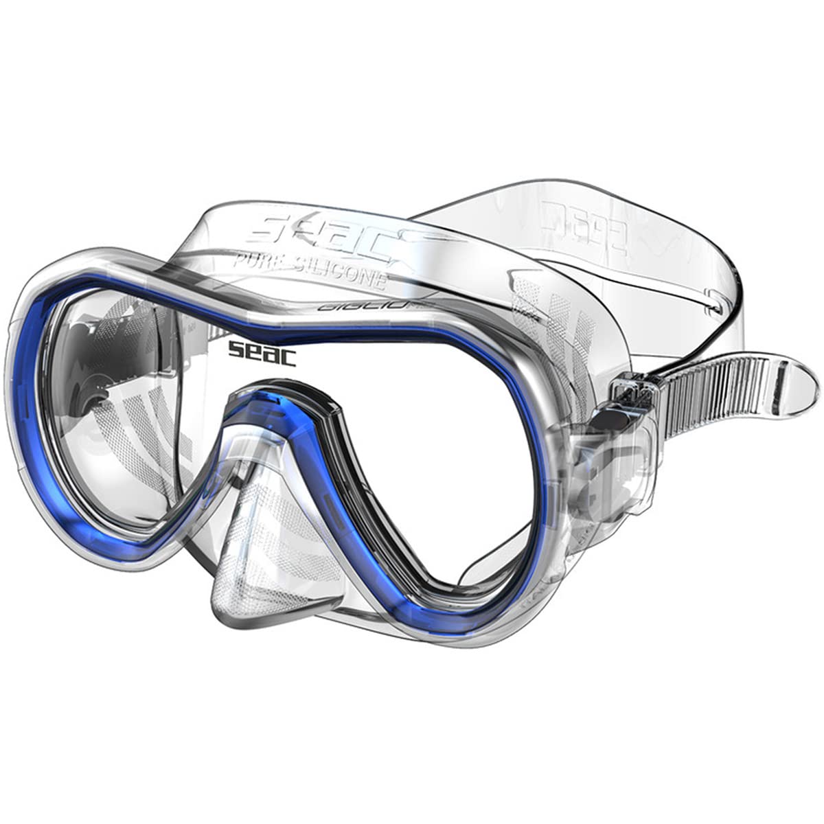 Seac Giglio, Snorkelling and Scuba Diving Mask for Adults and Younger Divers, Narrow, Transparent/Blue