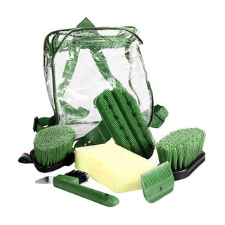 Horze Soft Grip Grooming Backpack Set - Dark Green - One Size