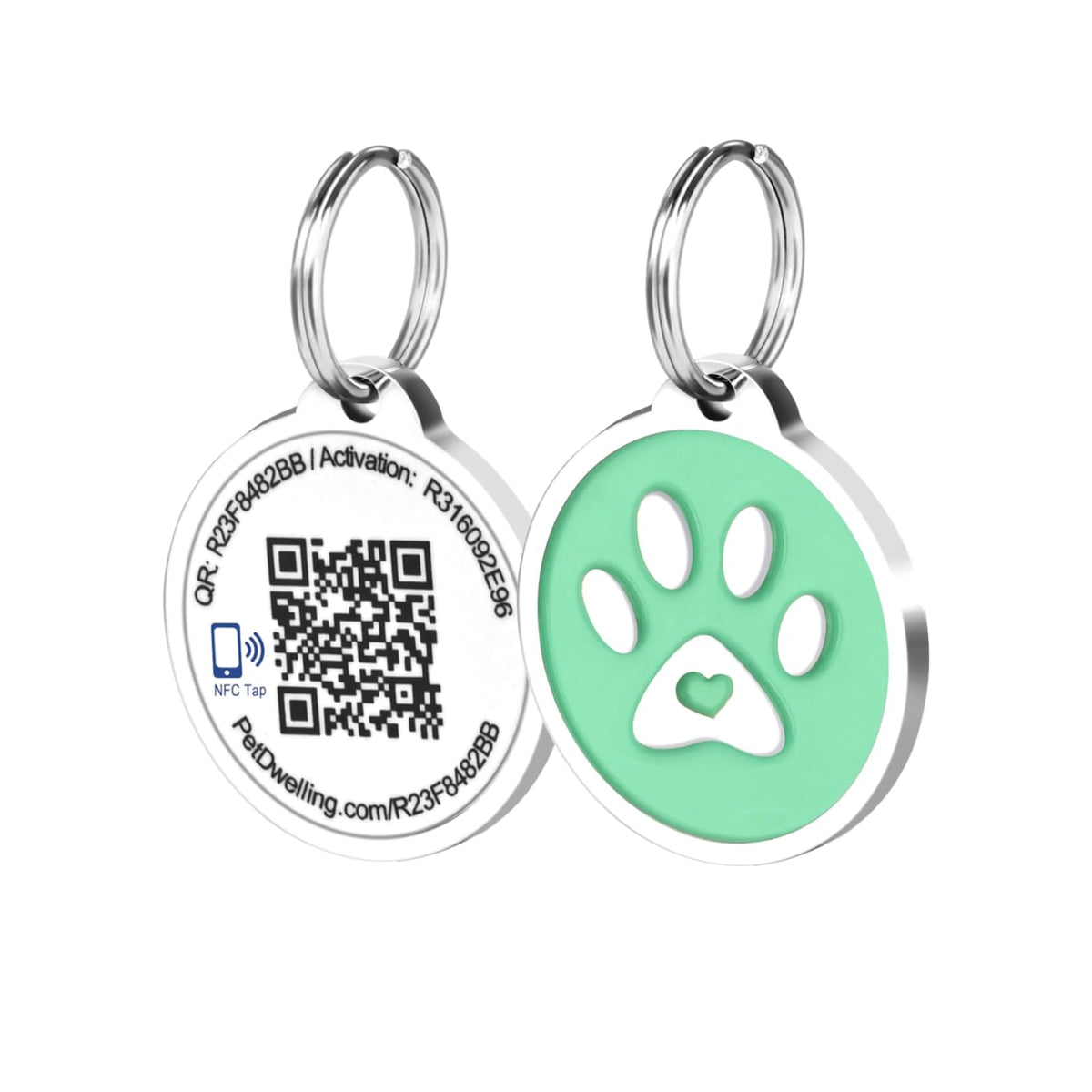 Pet Dwelling Label, 1.14inches diameter, Green Paw