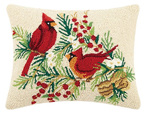 Peking Handicraft Cardinal Hook Wool Lumbar Pillow, Multicolored