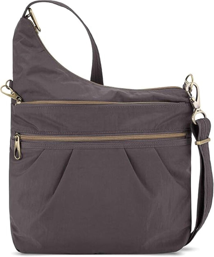 Travelon Anti-theft Signature 3 Compartment Cross Body Bag, Smoke
