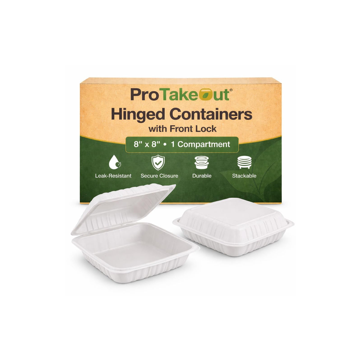 ProTakeOut Food Storage Container, 8 x 8 inches, White