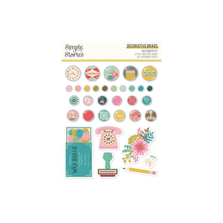 Simple Stories Art Supplies, 27 Brads, 6 Chipboard
