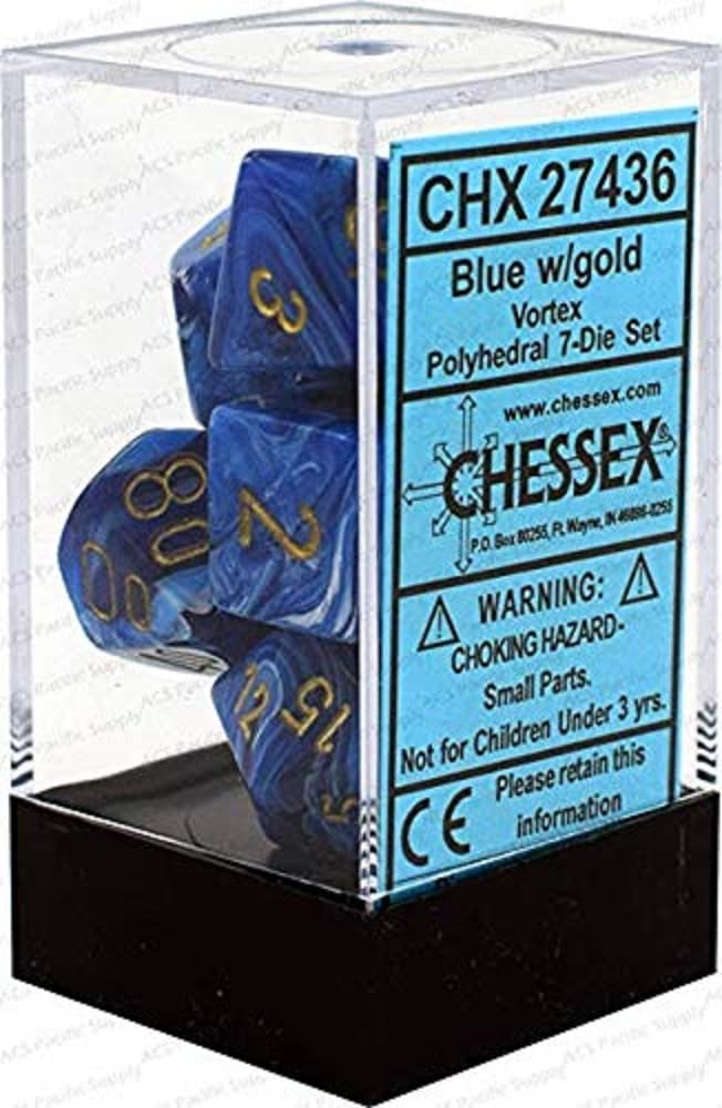 Chessex Game Dice, Blue/Gold