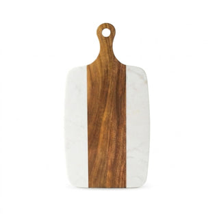 Creative Gifts International Cutting Board, 13.8"L x 7.3"W, White Marble & Acaci