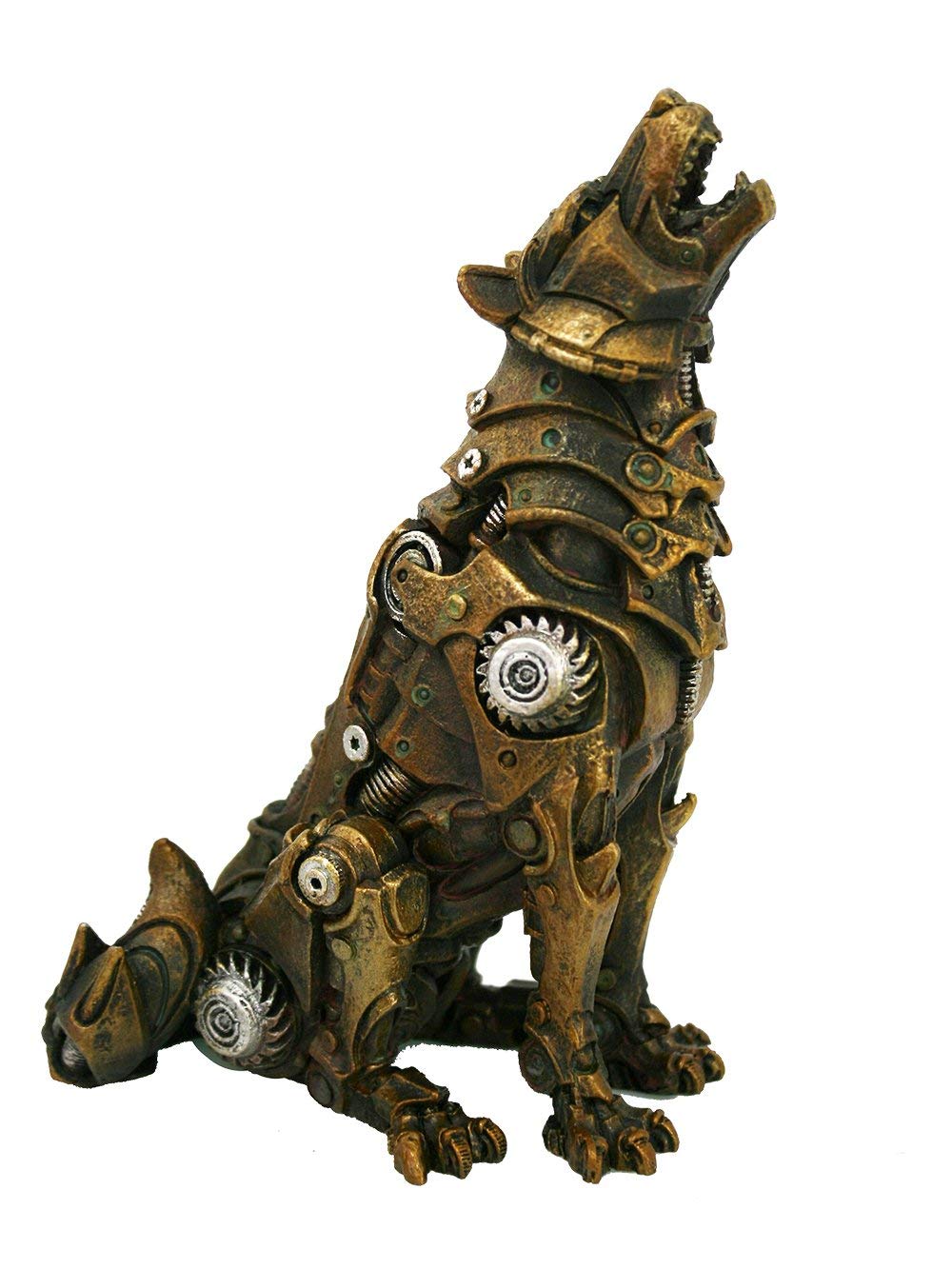 Pacific Trading Giftware Steampunk Howling Alpha Wolf in Rustic Steel and Gears Collectible Fantasy Figurine
