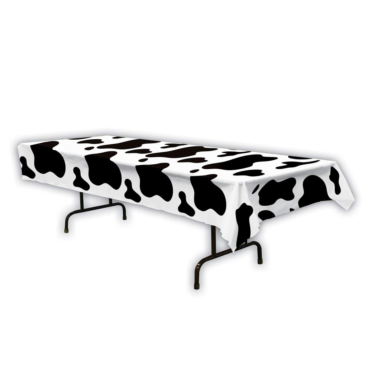 Beistle Plastic Cow Print Rectangle Table Cover for Farm Animal Theme Birthday Party Western Supplies, Tablecover, Black/White