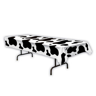 Beistle Plastic Cow Print Rectangle Table Cover for Farm Animal Theme Birthday Party Western Supplies, Tablecover, Black/White