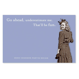 Shannon Martin Girl Designer Go Ahead Underestimate Me Sticky Notes in Blue | Retro Stationery, 2 7/8 x 4 3/8 inches, Purple, SMS100
