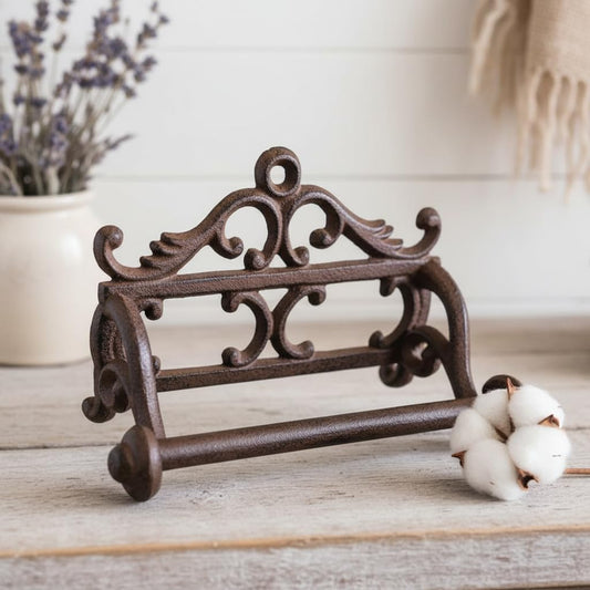 Comfy Hour 6.3 Inch Cast Iron Toilet Paper Holder, Antique Wall Mount