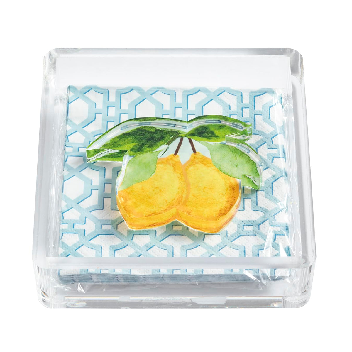 Mud Pie Napkin Holder, caddy 6" x 6", Yellow