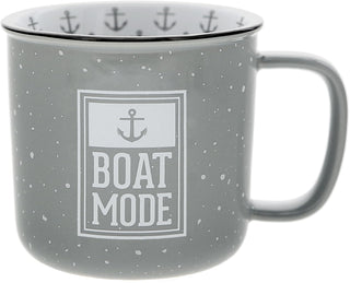 Pavilion - Boat Mode Ceramic 18-ounce Mug, Gray with Speckled Finish, Durable Thick Walled Camping Style Coffee Cup, Campfire Mug, Coastal Decor, Captains Mug 1 Count