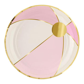 Slant Collections Dishware Plate, 8-Count, Pink Gold White