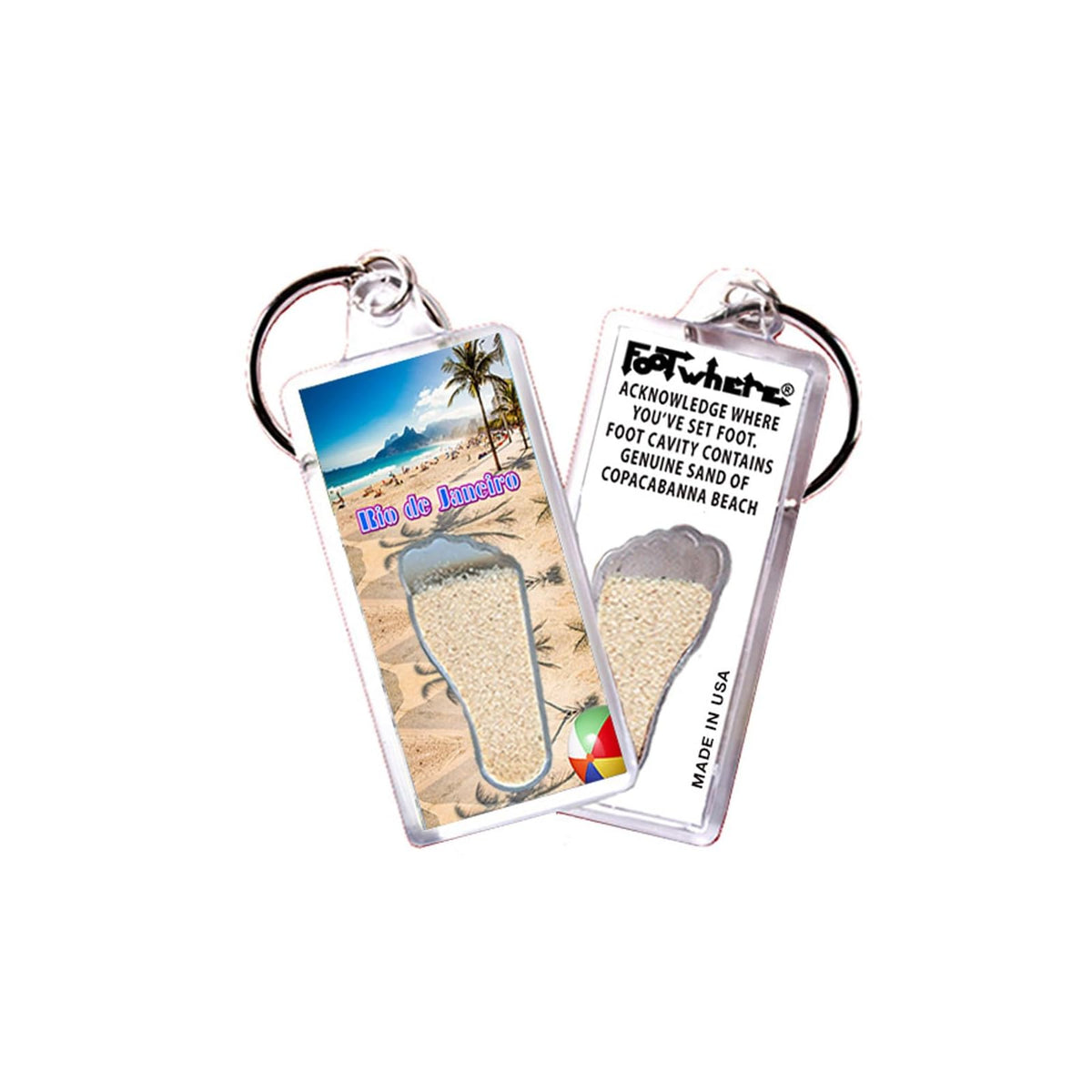 FootWhere Keychain, Small, Rio101 - @Dabeach
