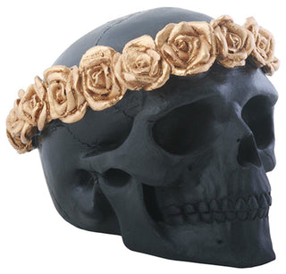 Pacific Trading YTC 3 Inch Black Skull Head with Copper Colored Flower Headband