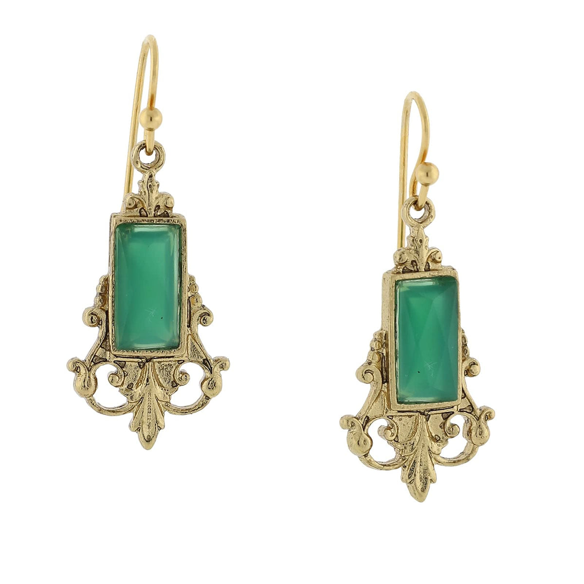1928 Jewelry Company Earring, 1.38"L x 0.54"W, Green