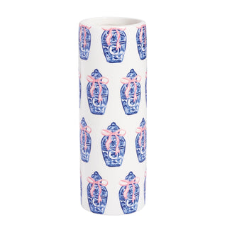 Mud Pie Vase, 6 1/2" x 2 1/4"dia, Blue Jar Pattern