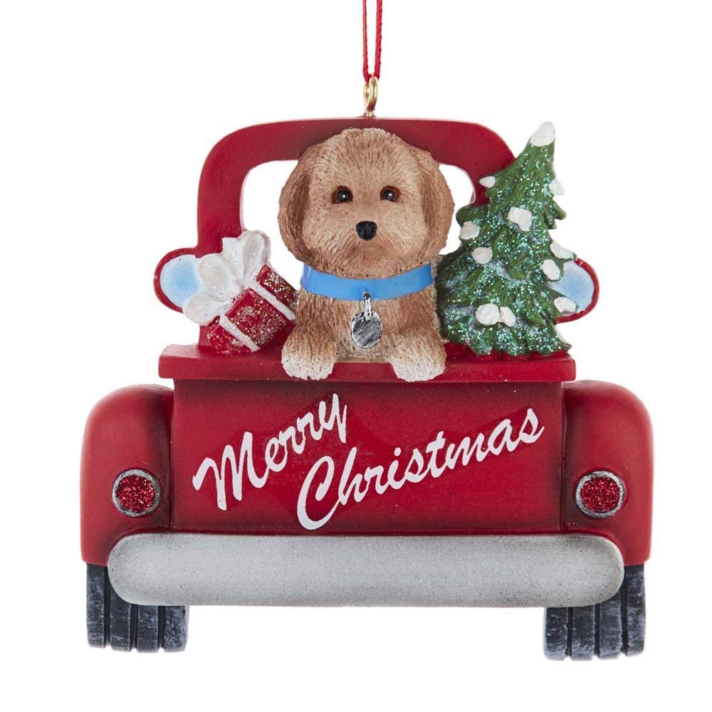 Kurt Adler A1940GD Golden Doodle in Back of Truck Ornament for Personalization, 5-inch High, Resin