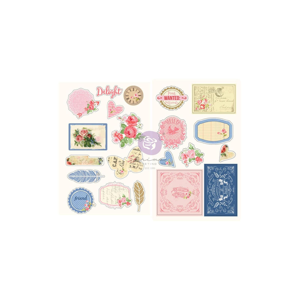 PRIMA MARKETING INC Sticker Decal, Julie Nutting Frayed Denim Chipboard Stickers