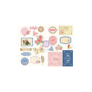 PRIMA MARKETING INC Sticker Decal, Julie Nutting Frayed Denim Chipboard Stickers