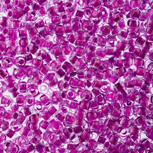 John Bead Craft Bead, 11/0, Crystal Color Lined Neon Purple