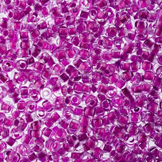 John Bead Craft Bead, 11/0, Crystal Color Lined Neon Purple