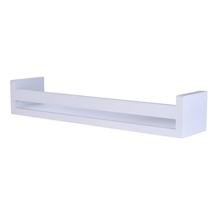Danya B. Single Tier 18" Wall Mount Decorative Shelf in White, Easy to Hang, to Hold Spice, Makeup, Toys, Healthcare and Essential Oils for Home or Office Decor