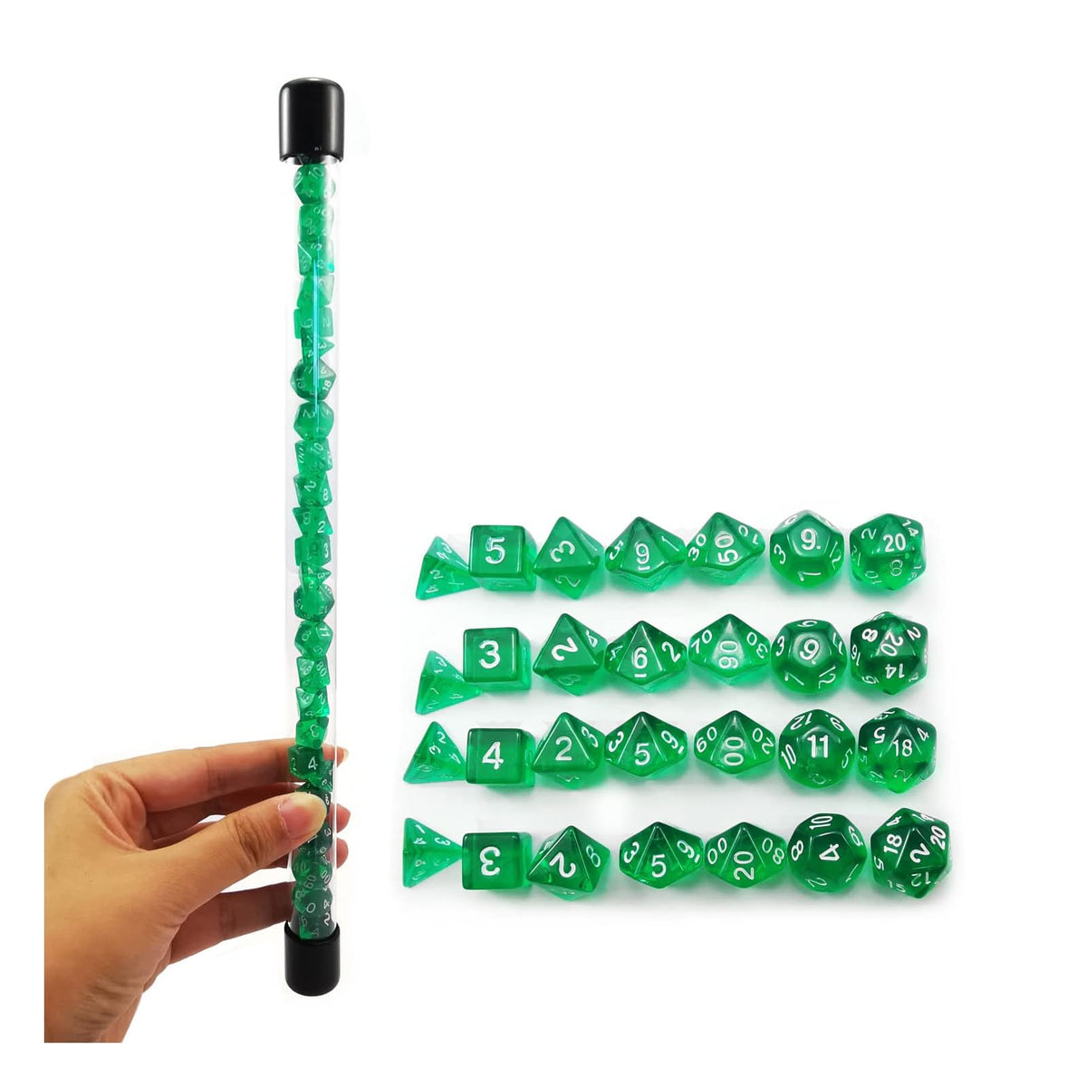 BESCON DICE Game Dice, Mini, 4x7pcs Mini Gem Green