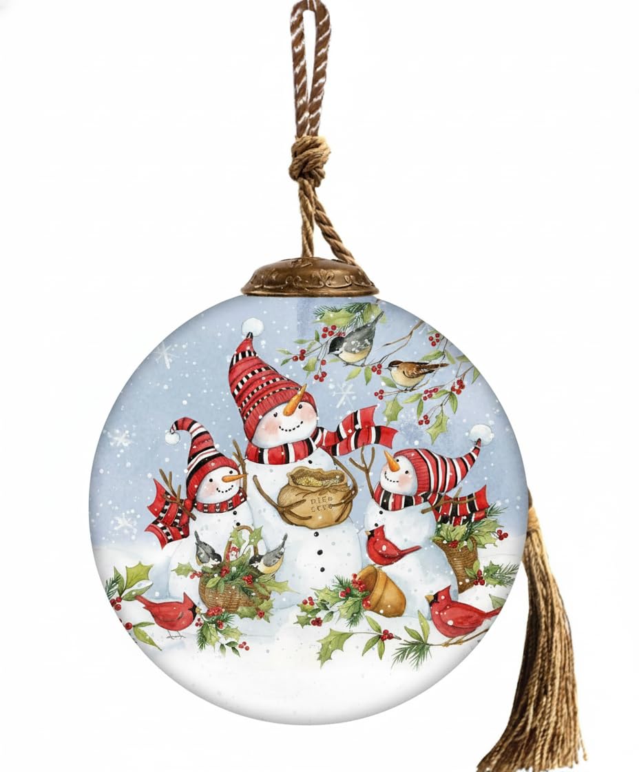 Inner Beauty Gifts Family Snowman Glass Hanging Ornament