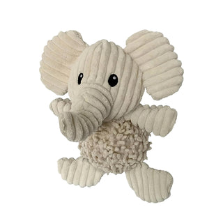 Pet Lou Durable Natural Nubby Plush Dog Toys with Squeaker and Crinkle Paper in Multi-Size (Natural Elephant - M, 10 Inch)