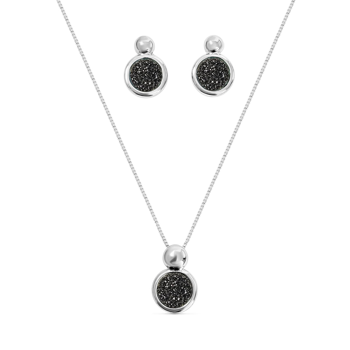 BStones Jewelry Set, White Gold, Titanuim Druzy