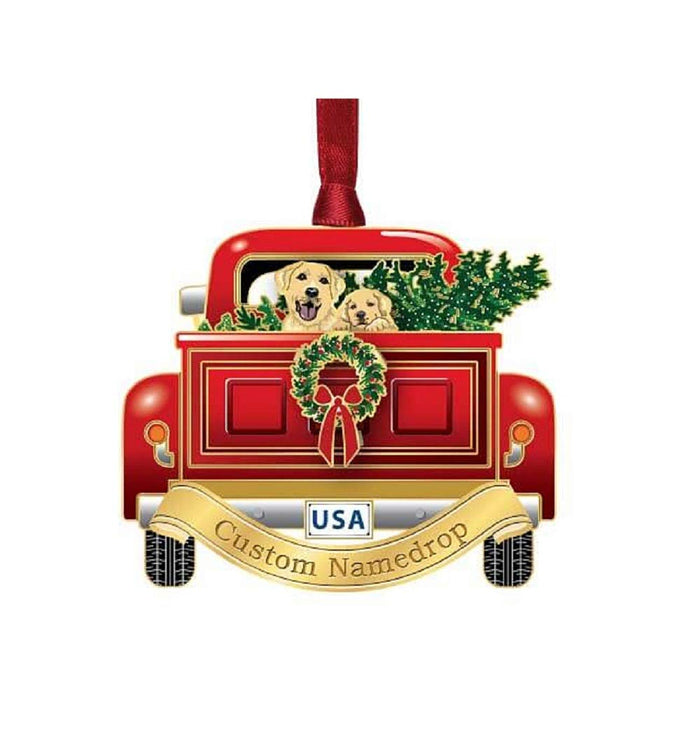 Beacon Design 61210 Pickup and Dogs Hanging Ornament, Red